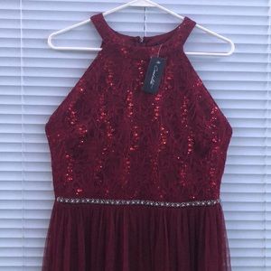 Candalite long maroon/burgundy dress